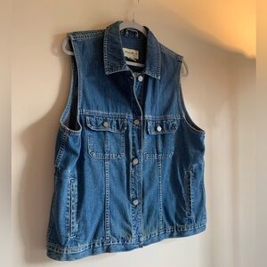 Eddie Bauer Classic Blue Denim Vest Cotton Eddie Bauer Women Size Tall XL
